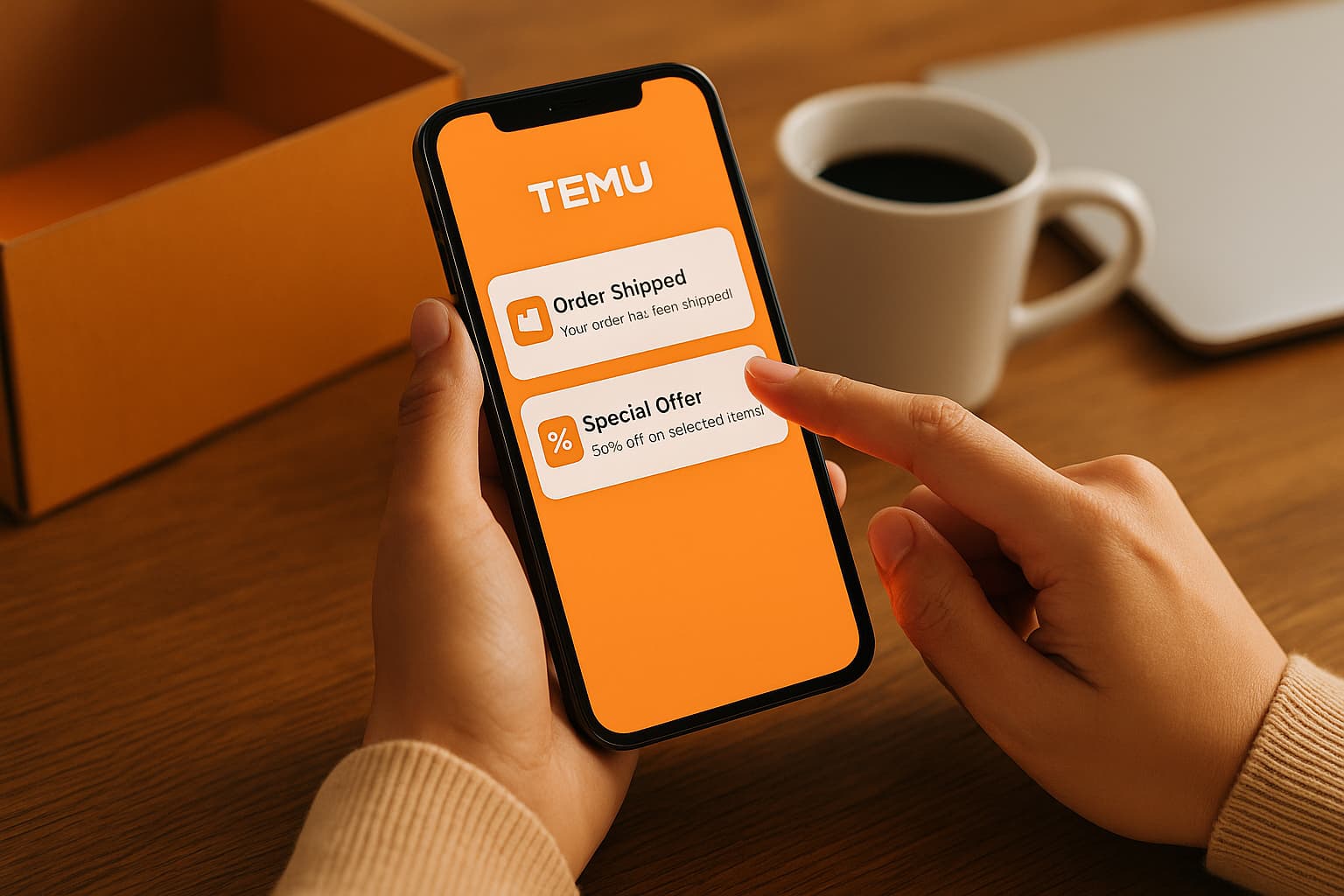 Gestione delle notifiche ordini e offerte Temu